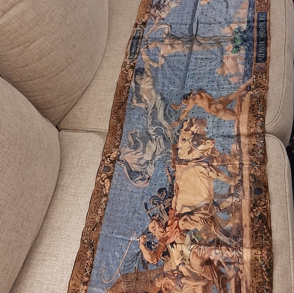 100%SILK LADIES SCARF. SZ::72"L X.28"W.PANAMA1915 CANAL. ATLANTIC AND PACIFIC. - Picture 1 of 7